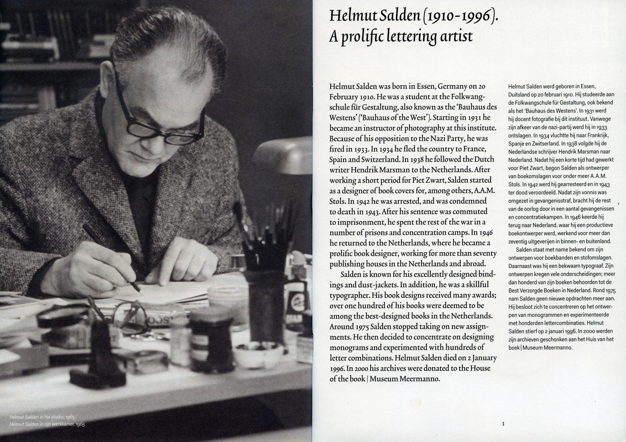 Helmut Salden, lettertekenaar en boekverzorger exhibition - Fonts
