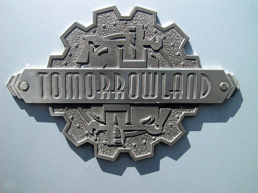 Tomorrowland signs at Disneyland Park and Magic Kingdom - Fonts In Use, image size:1024x768