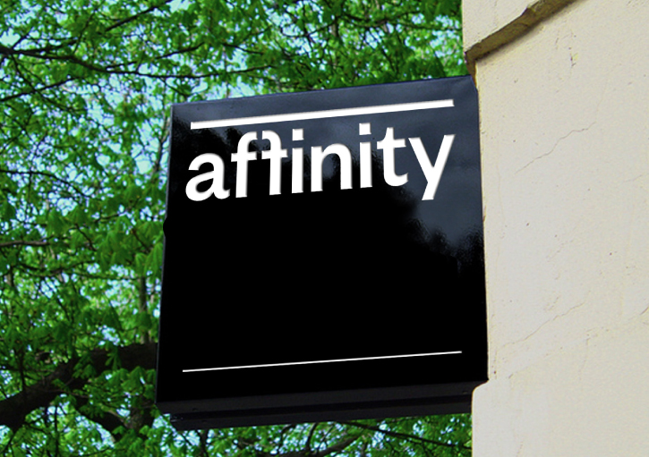 Logo or branding signage for Affinity Outlet Shopping