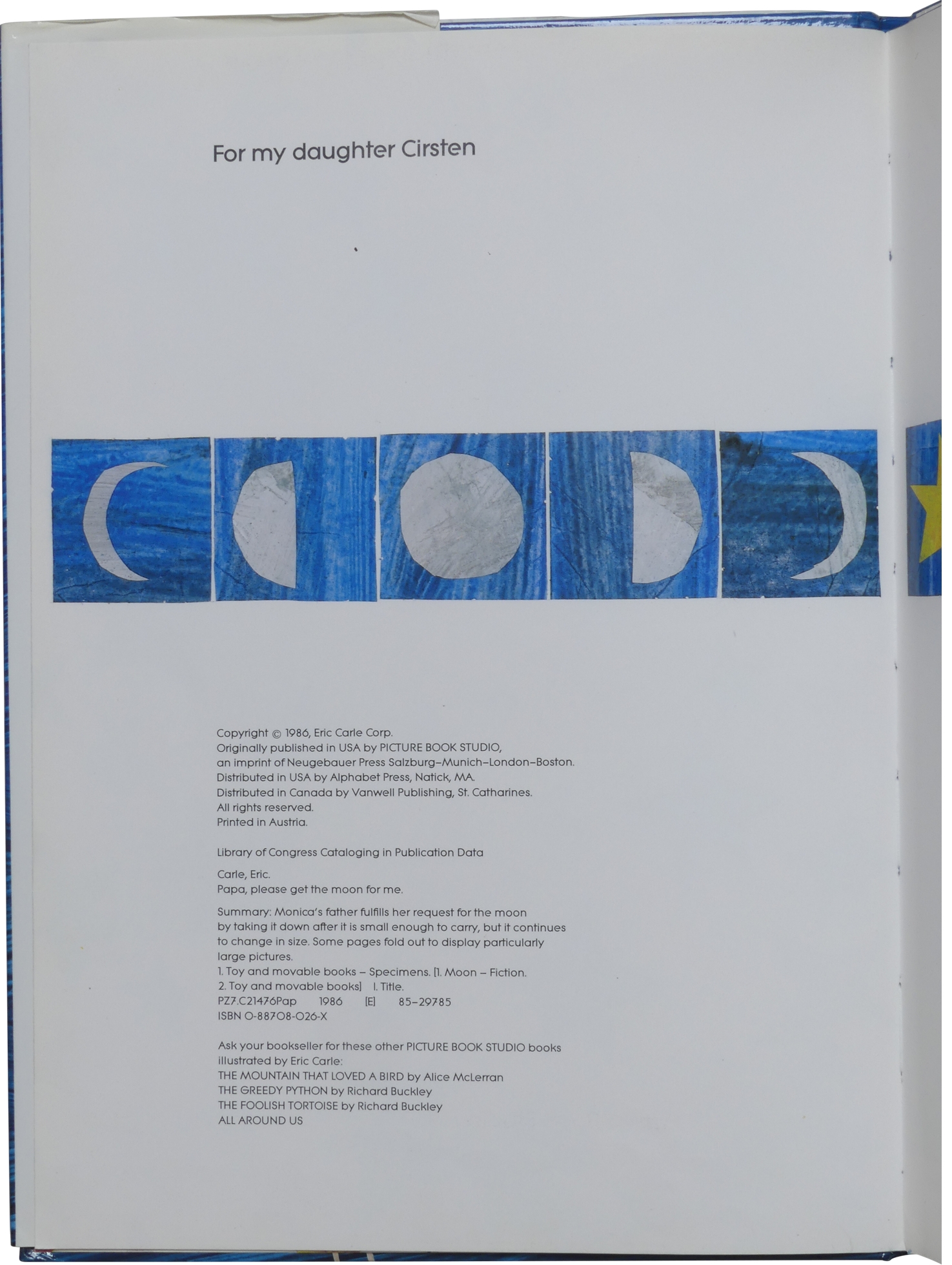 Papa, Please Get the Moon for Me by Eric Carle - Fonts In Use