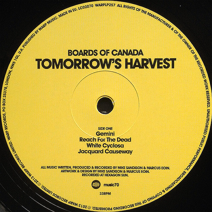 Boards of Canada – Tomorrow's Harvest album art - Fonts In Use